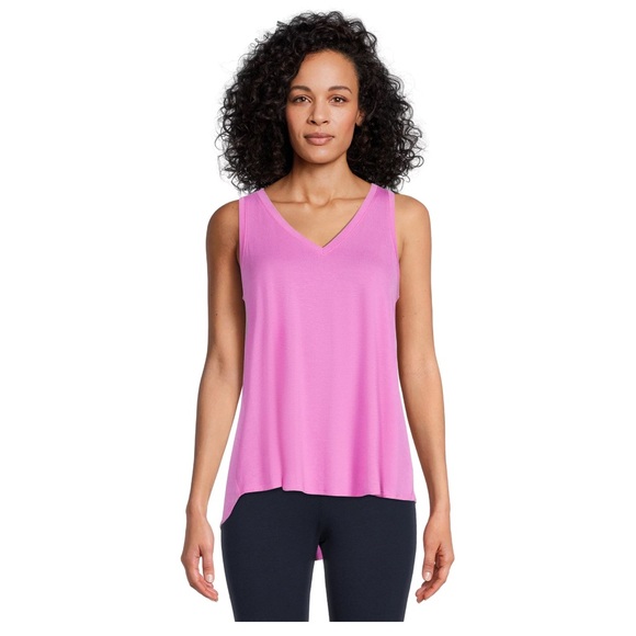 Time and Tru Orchid Bloom Women's High Low V-Neck Tank Top - Picture 1 of 5